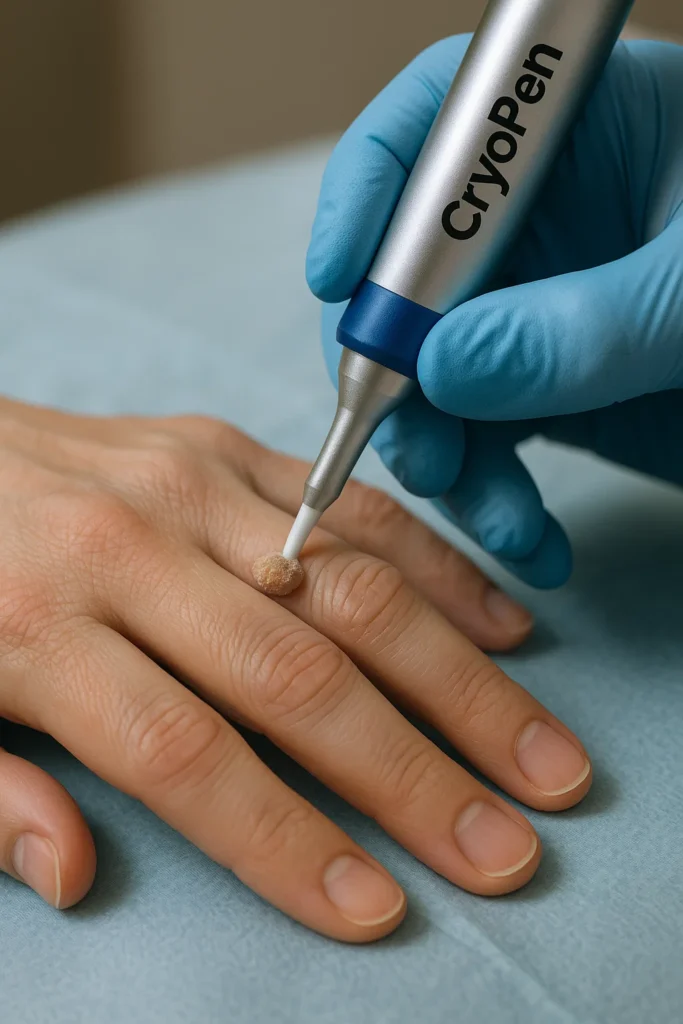 example of cryopen wart removal Ruislip Gardens treatment on a persons finger