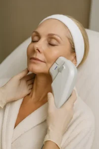 Woman receiving HIFU non surgical facelift treatment Ruislip Gardens