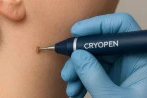 Person receiving skin tag removal Ruislip Gardens